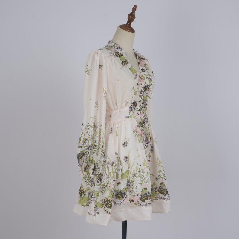 A-Line Printed Button Dress for Women – Long Sleeve Elegant Dress - Image 2