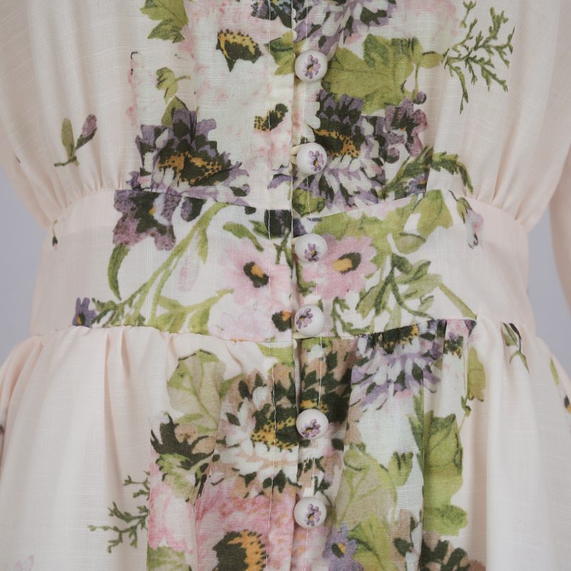 A-Line Printed Button Dress for Women – Long Sleeve Elegant Dress - Image 5