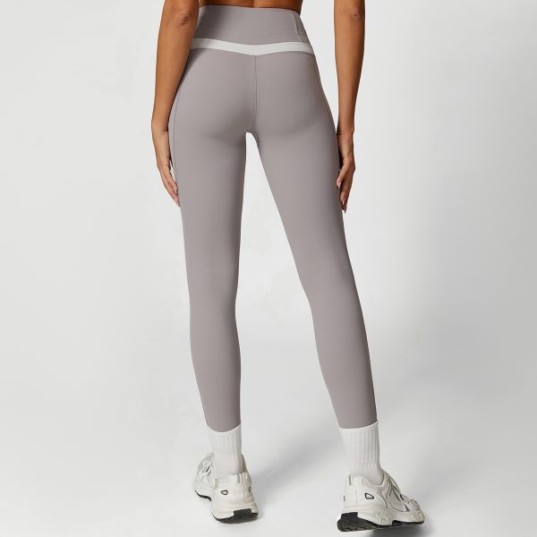 High Waist Color Matching Yoga Pants for Summer Workout - Image 4