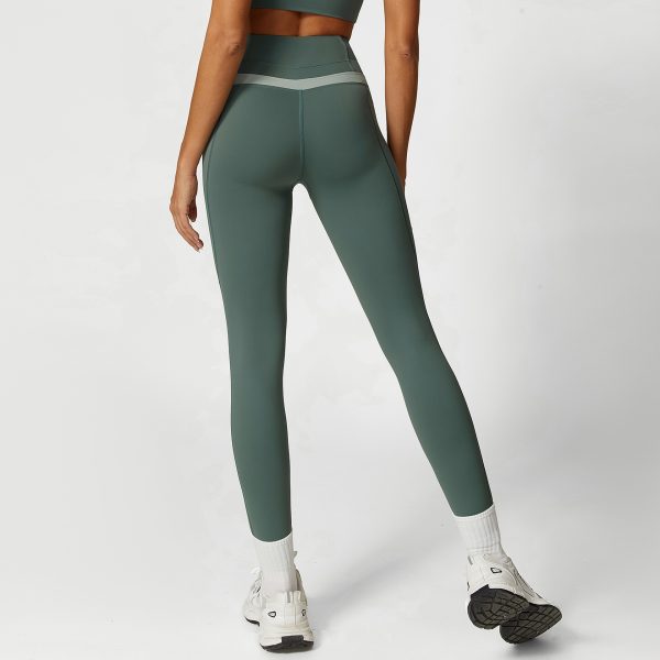 High Waist Color Matching Yoga Pants for Summer Workout - Image 5