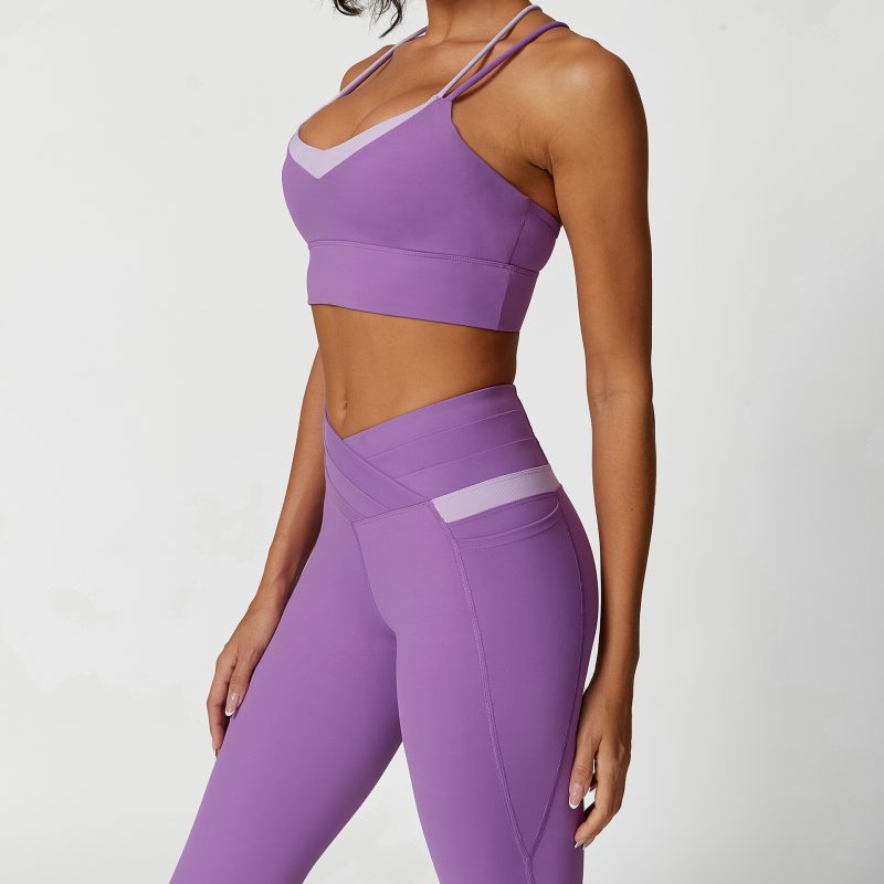 Summer Cross-Back High Waist Yoga Trousers & Top Set - Image 4