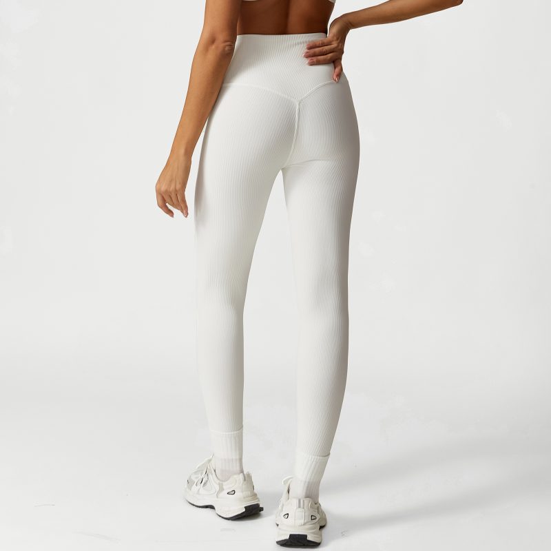 Ribbed Contrast Color Sports Tights – Shockproof Push-Up Set - Image 10
