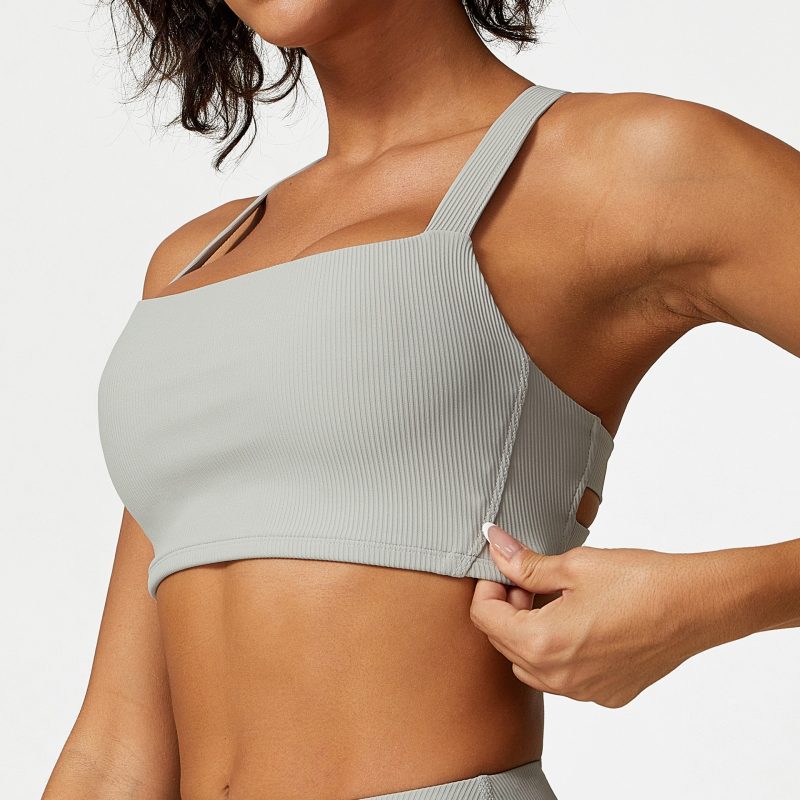 3D Coarse Thread Cross-Back Push-Up Sports Bra – Yoga Wear - Image 4