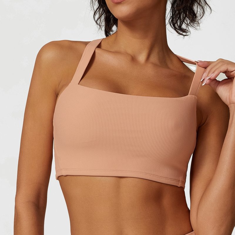 3D Coarse Thread Cross-Back Push-Up Sports Bra – Yoga Wear - Image 5
