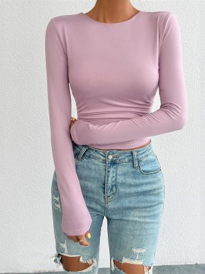 Elegant Slim Knitted Long Sleeve Top for Women – Autumn Winter