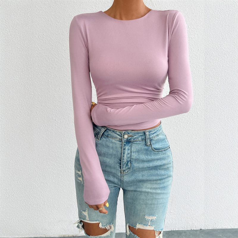 Elegant Slim Knitted Long Sleeve Top for Women – Autumn Winter