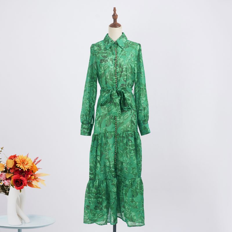 Elegant Summer Printed Strap Waistband Dress for Women - Image 2