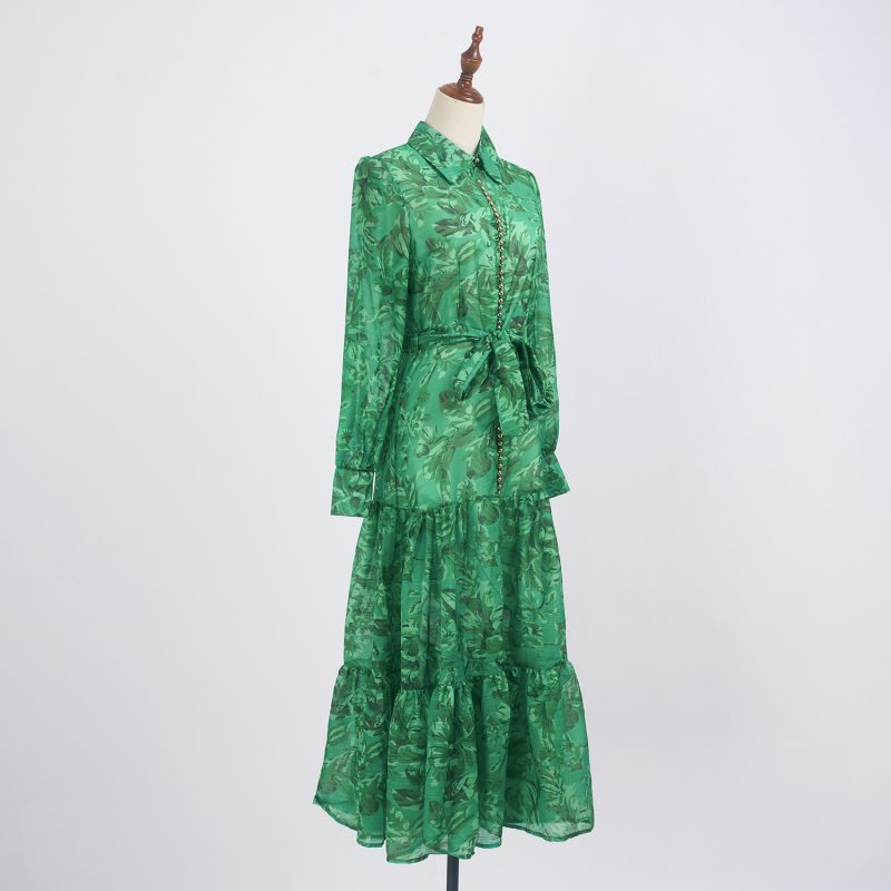 Elegant Summer Printed Strap Waistband Dress for Women - Image 3