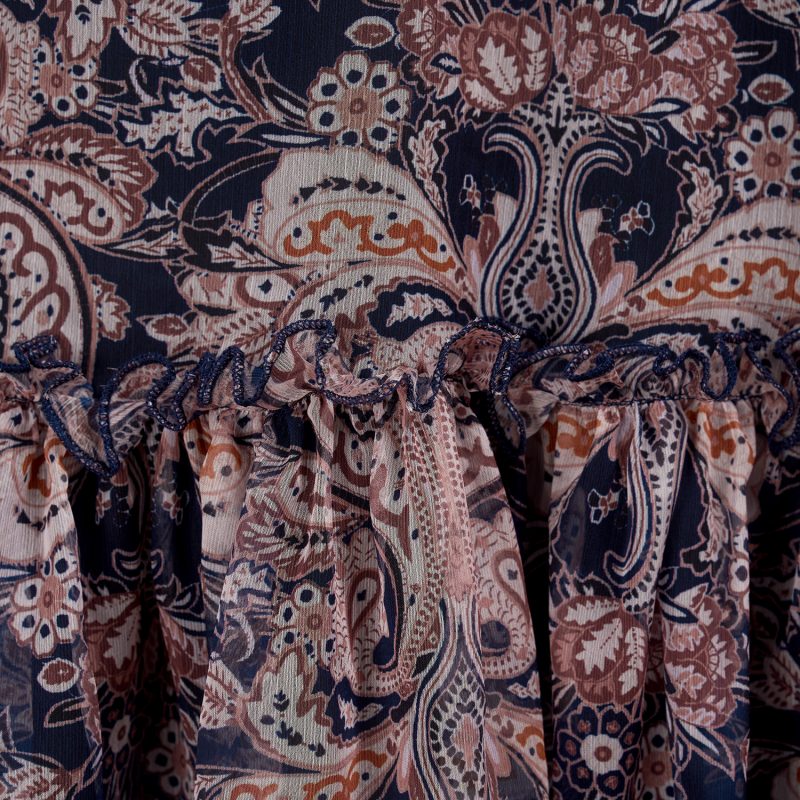 Light Luxury Retro Printed Long Sleeve Scarf Dress Set - Image 9