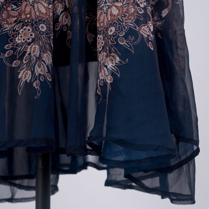 Light Luxury Retro Printed Long Sleeve Scarf Dress Set - Image 10