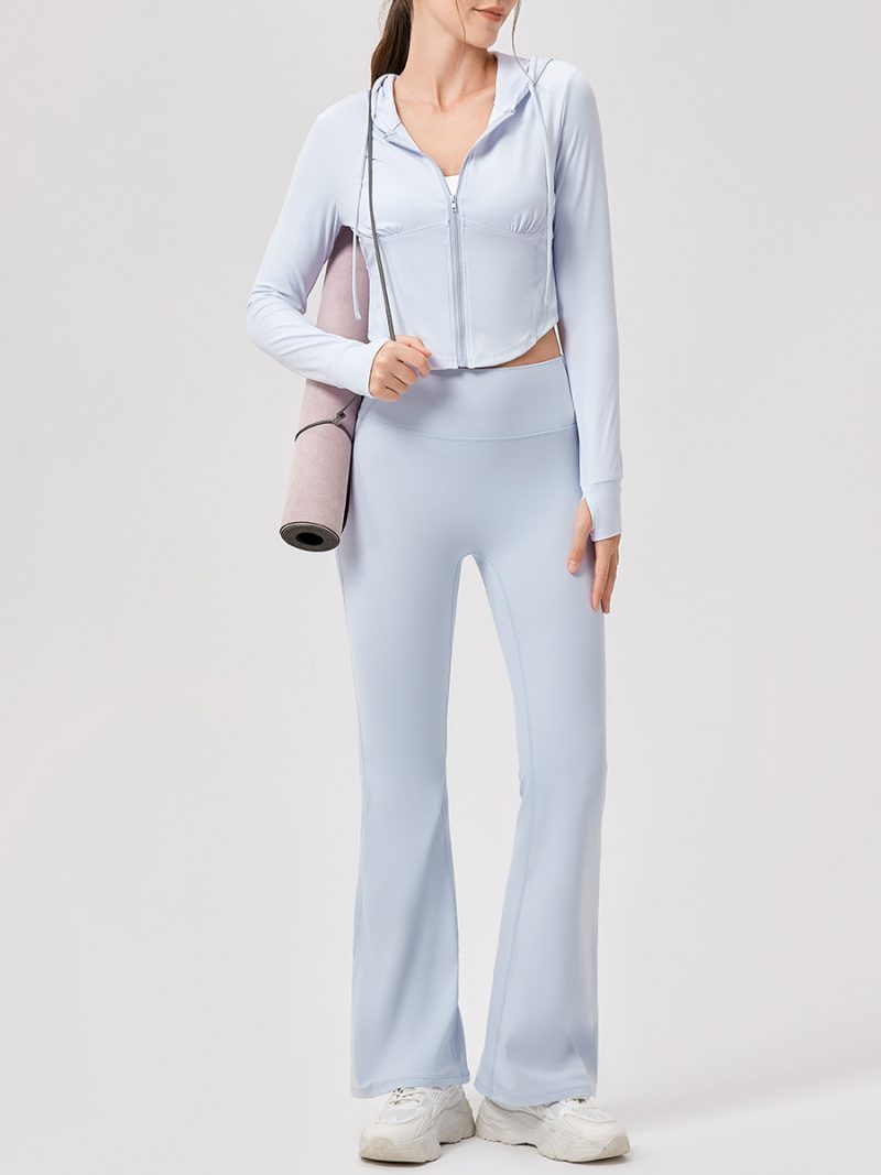 Women’s Lycra Yoga Jacket: Slim Fit Hooded Zipper Cardigan - Image 2