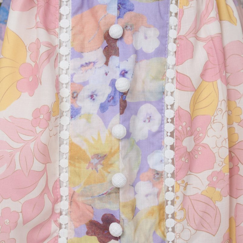 Vintage Palace Style Hollow Lace V Neck Lantern Sleeve Dress - Image 10