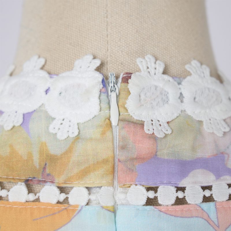 Vintage Palace Style Hollow Lace V Neck Lantern Sleeve Dress - Image 14