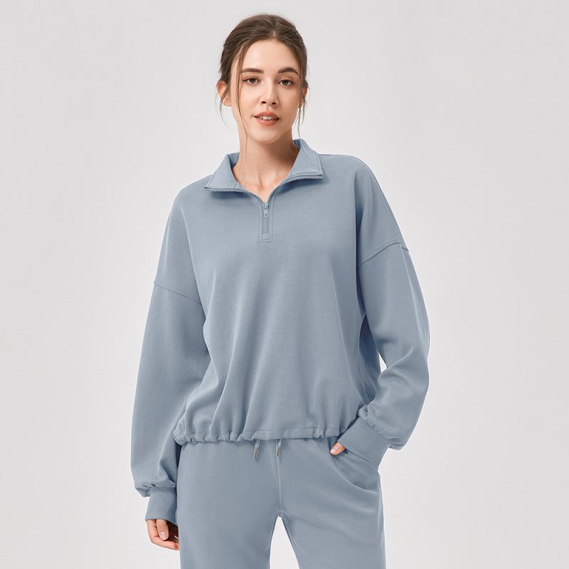 Women’s Fall Winter Yoga Sweater: Casual Stand Collar Top