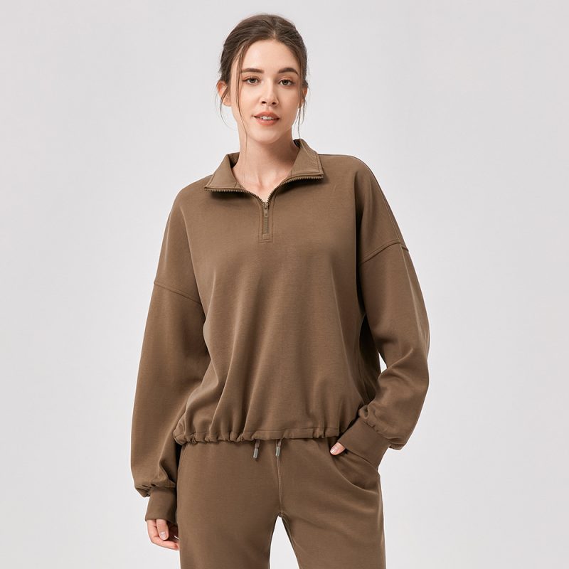 Women’s Fall Winter Yoga Sweater: Casual Stand Collar Top - Image 3