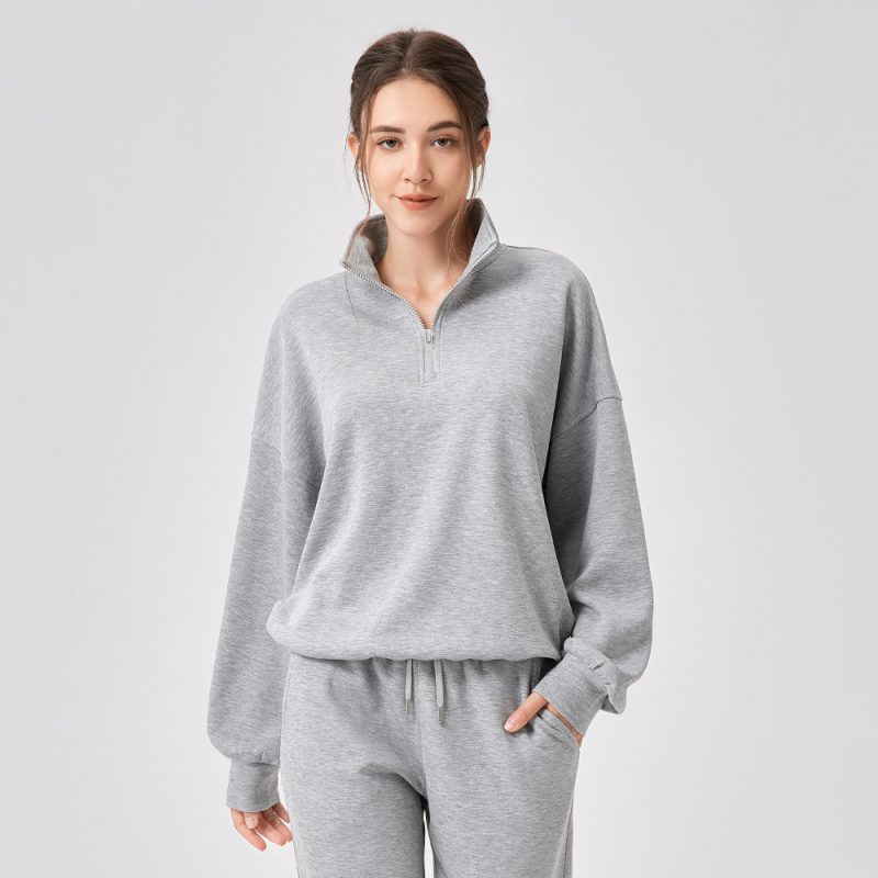 Women’s Fall Winter Yoga Sweater: Casual Stand Collar Top - Image 4