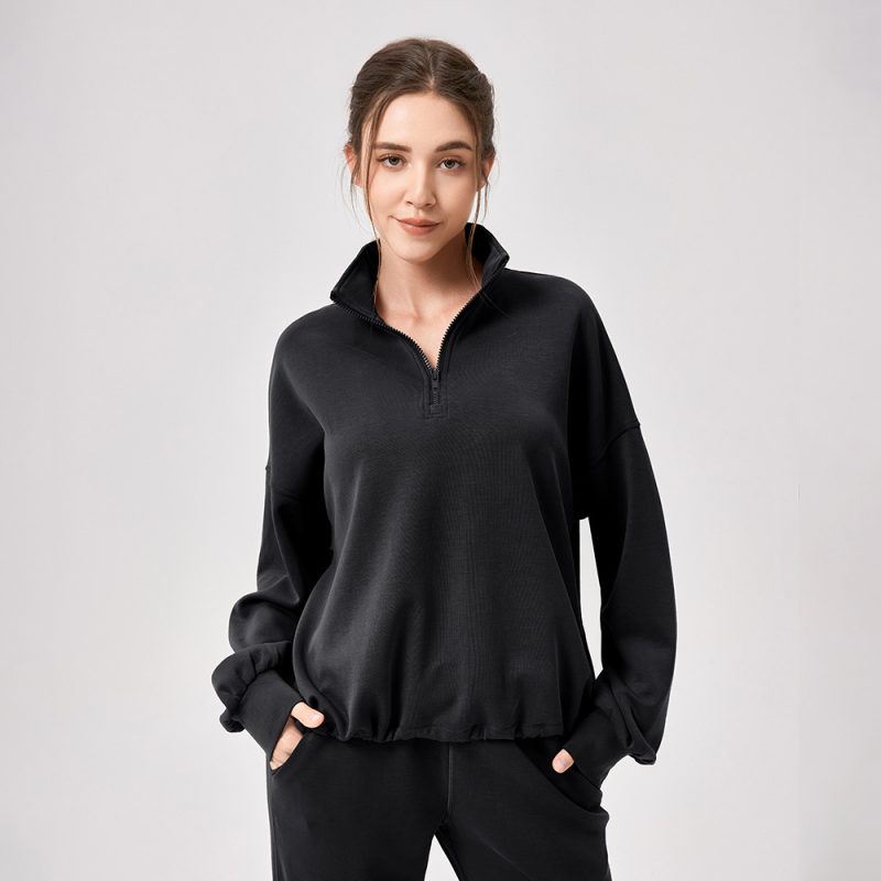 Women’s Fall Winter Yoga Sweater: Casual Stand Collar Top - Image 5