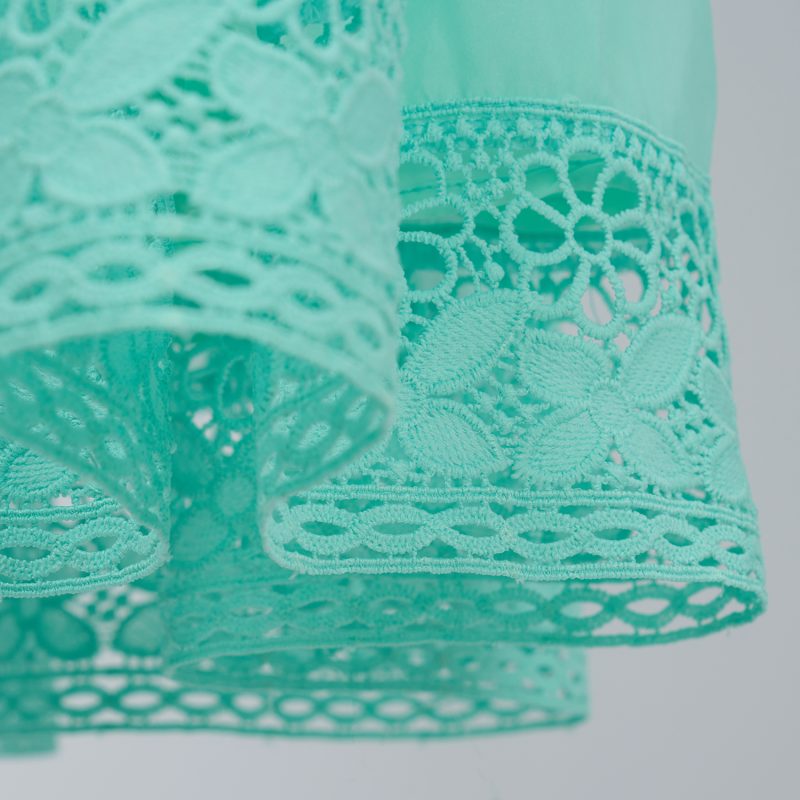 Chic Solid Color Organza Lace Top & High Waist Draped Skirt Set - Image 13