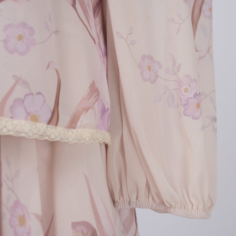 Iris Pattern Cake Dress – Ruffled Layer Chiffon Midi Gown - Image 10