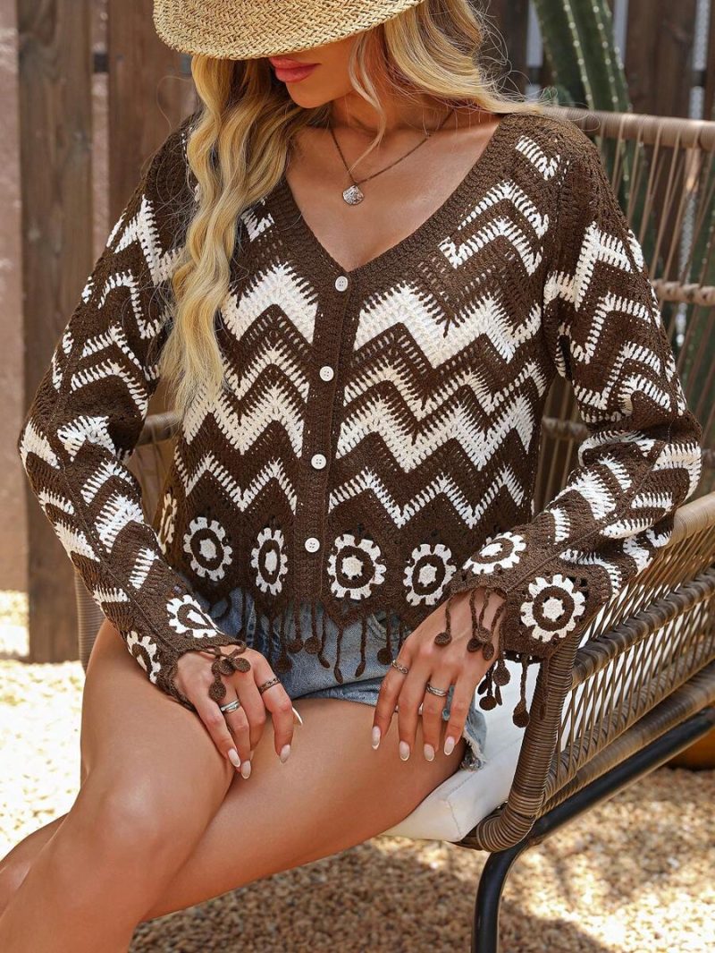 Women Spring and Autumn Long Sleeved Cardigan - Image 3