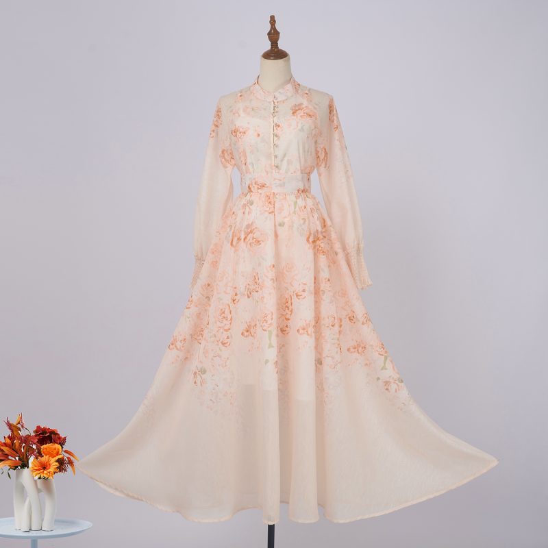 Women’s Spring & Autumn Blouse with High Waist Long Skirt Set