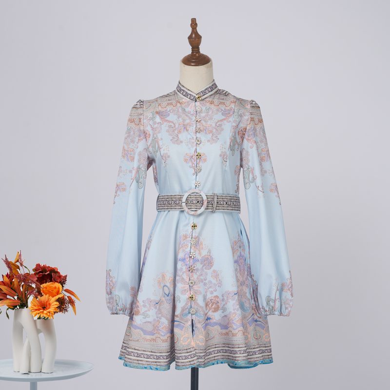 Women’s Spring & Autumn Printed Long Sleeved A-Line Dress