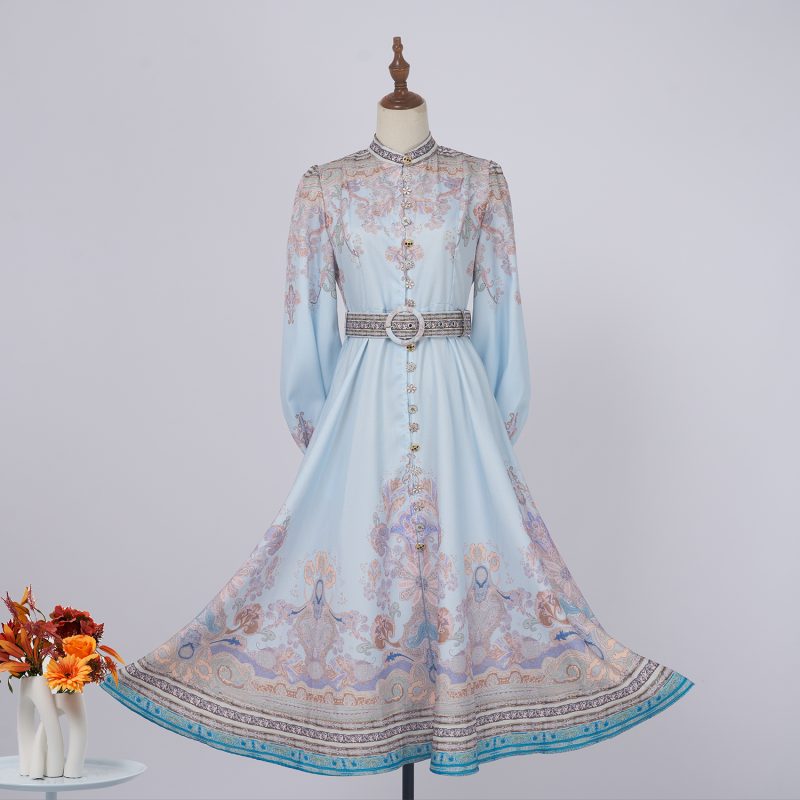 Spring & Autumn Printed Long Sleeve Maxi Dress for Women