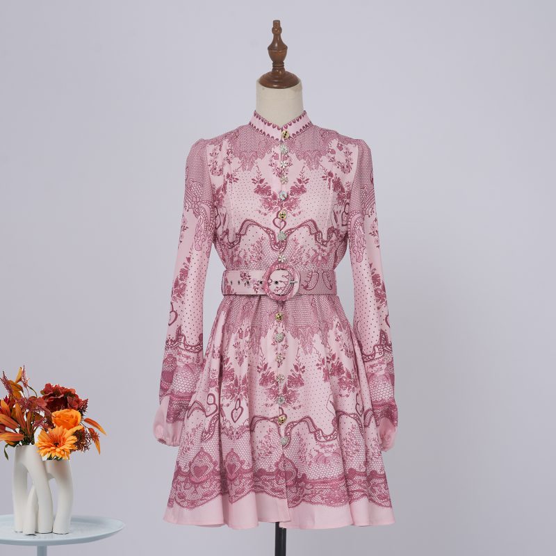Women’s Spring & Autumn Printed Long Sleeved Single Dress