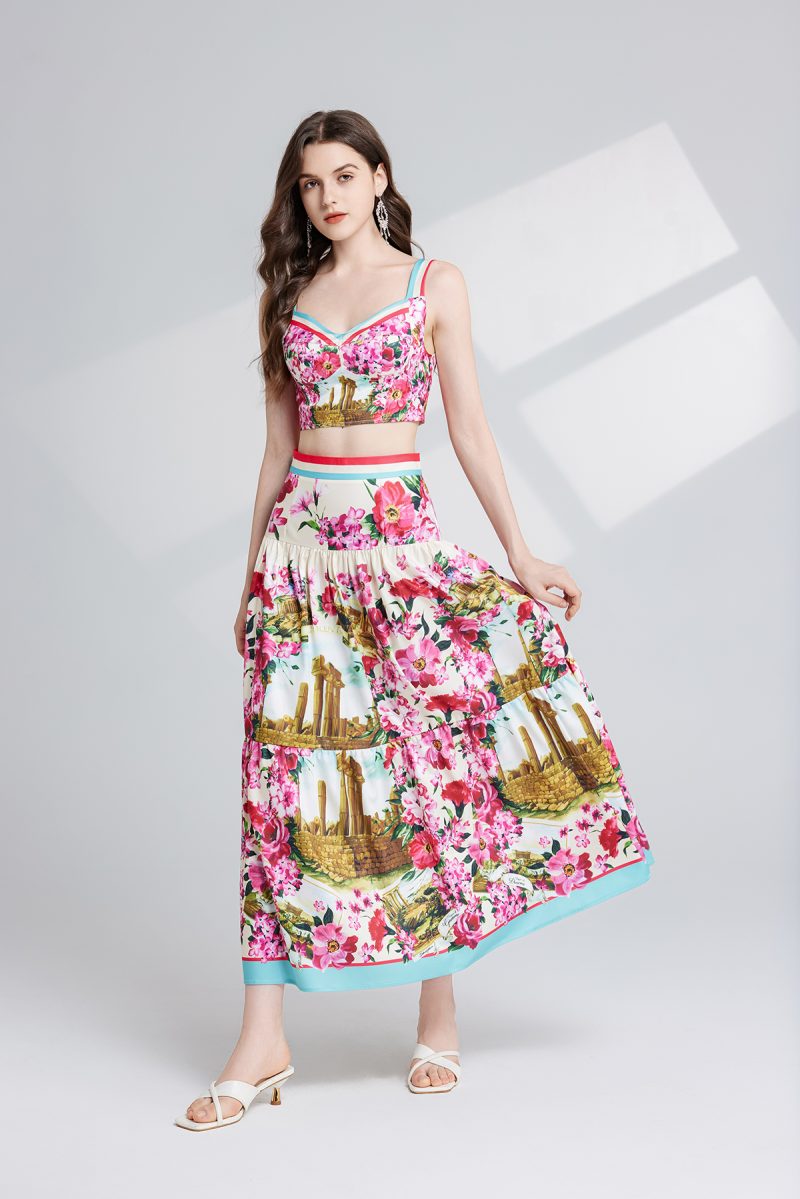 Women Strapless Halter High Waisted Skirt Two Piece Set - Image 4