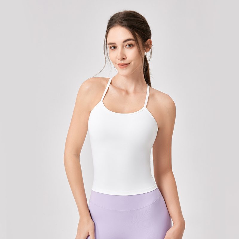Womens Lycra Yoga Vest - Sling Sports Top with Chest Pad - Image 3