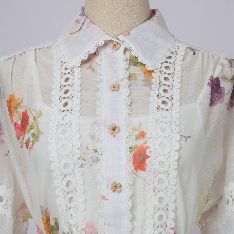 Women’s Spring & Autumn Lace Loose Blouse with Elastic Waist Skirt Set - Image 7