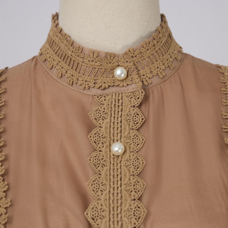 Women’s Spring & Autumn Stand Collar Single-Breasted Long-Sleeved Dress - Image 4