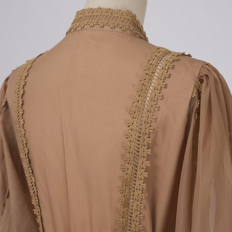 Women’s Spring & Autumn Stand Collar Single-Breasted Long-Sleeved Dress - Image 5