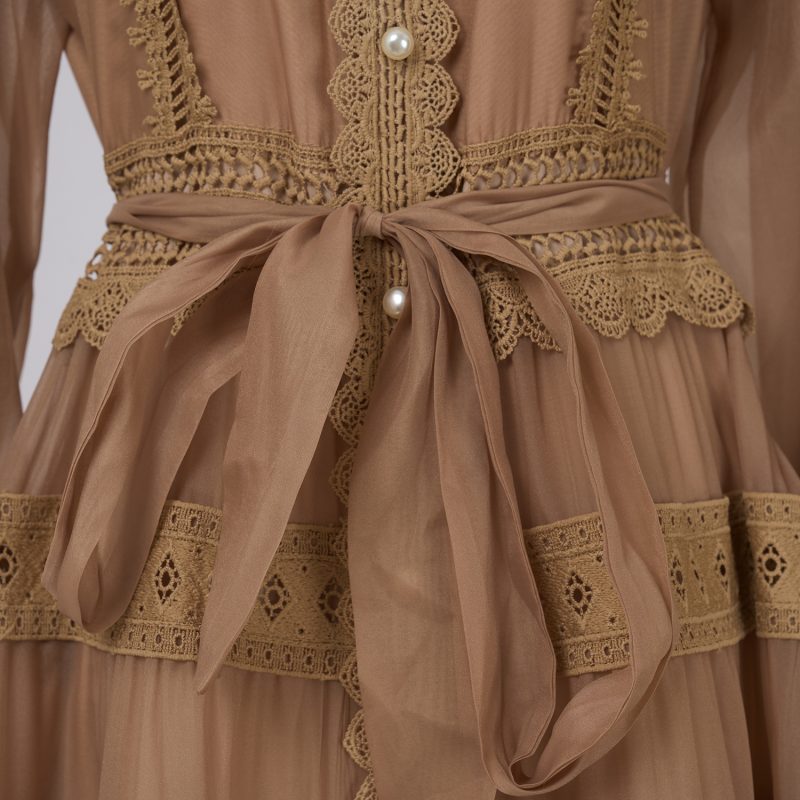 Women’s Spring & Autumn Stand Collar Single-Breasted Long-Sleeved Dress - Image 8