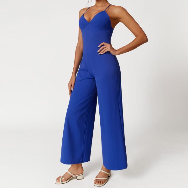 Sexy Lace-Up Backless V-Neck Camisole Yoga Jumpsuit - Image 4