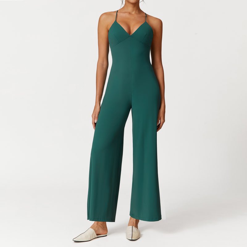 Sexy Lace-Up Backless V-Neck Camisole Yoga Jumpsuit - Image 5