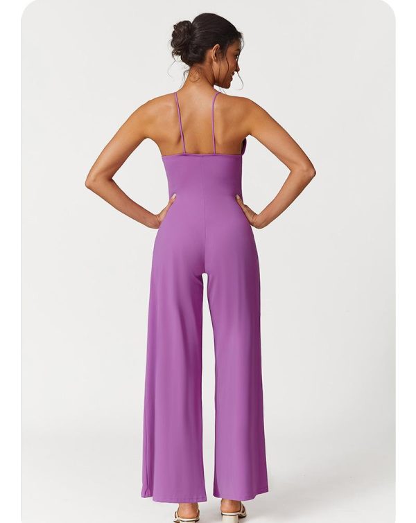 Sexy Lace-Up Backless V-Neck Camisole Yoga Jumpsuit - Image 6