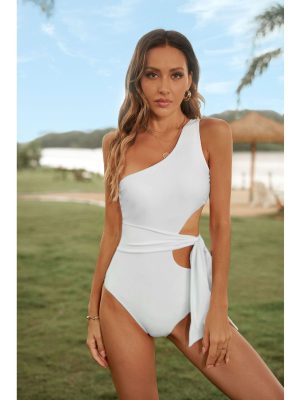 One-Shoulder Lace-Up Side Cutout One-Piece Swimsuit