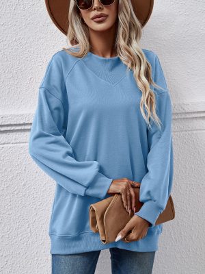 Autumn Crew Neck Sweater for Women – Long Sleeve Casual Knit