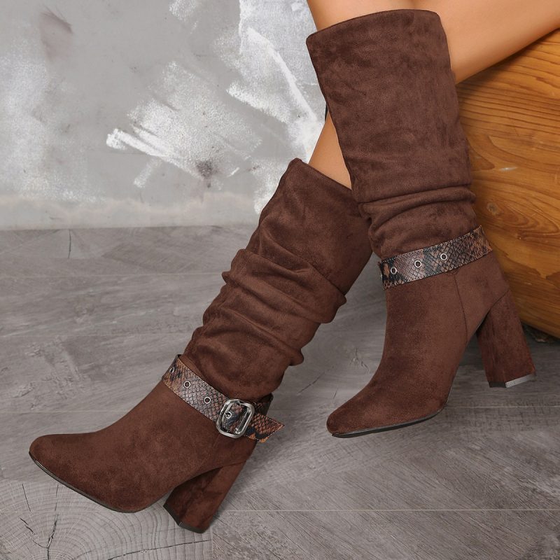 High Heel Slip-On Boots for Women - Autumn Winter