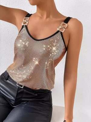 Sequined Chain Camisole Top for Women – Summer Style