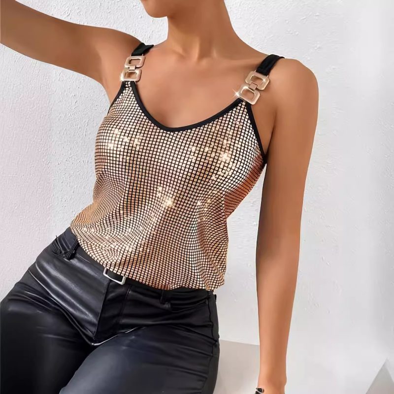 Sequined Chain Camisole Top for Women - Summer Style