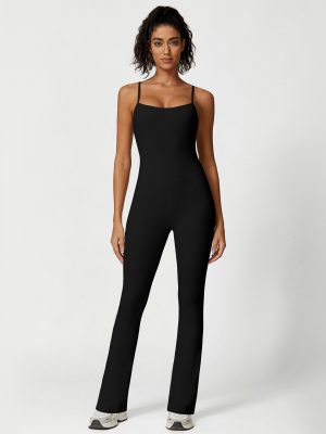 Spaghetti Strap High Elastic One-Piece Jumpsuit – Fitness & Yoga