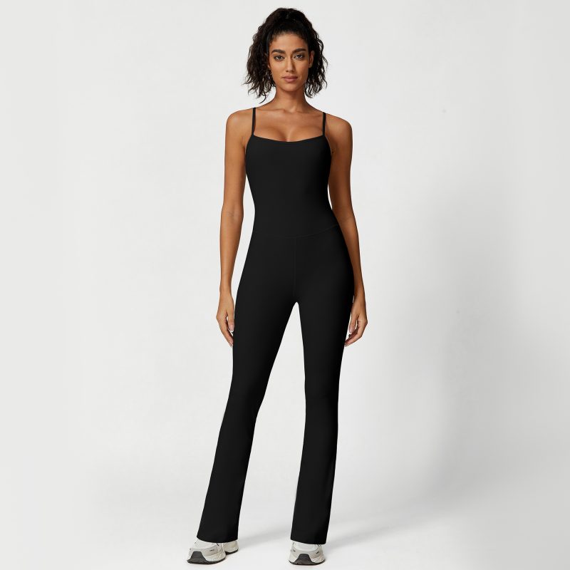Spaghetti Strap High Elastic One-Piece Jumpsuit – Fitness & Yoga