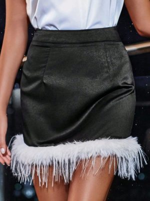 Sweet High Waist Fairy Furry Hem Skirt for Women