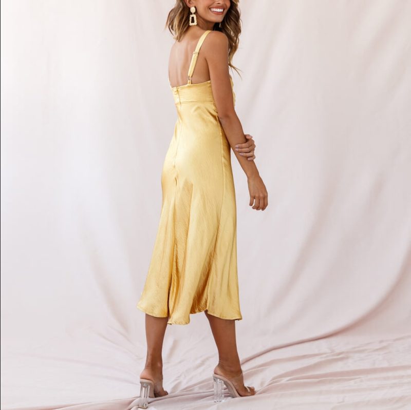 Summer Ladies Satin High Elastic Slip Nightdress with Suspenders - Image 4