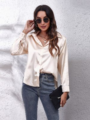 Women’s Satin Silk Long Sleeve Shirt