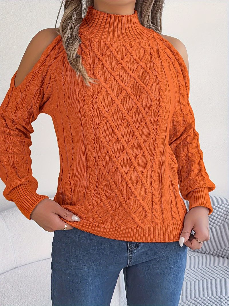 Casual Twist Off-The-Shoulder Half High Collar Pullover for Women - Image 6