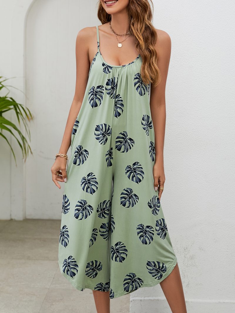 Printed Suspender Pocket Ankle-Length Jumpsuit for Women - Image 2