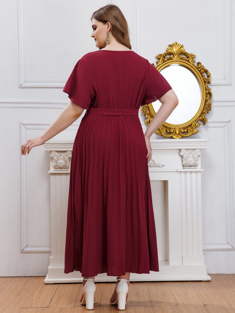 Plus Size Women Office Loose Middle East Pleated Dress - Image 5
